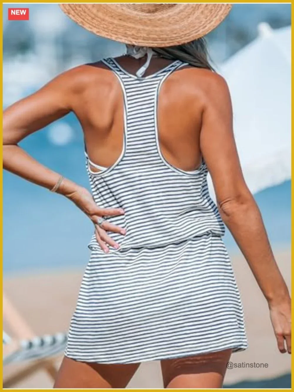 CUPSHE Women Swimsuit Coverup Racerback Sleeveless Beach Cover Up Dress with